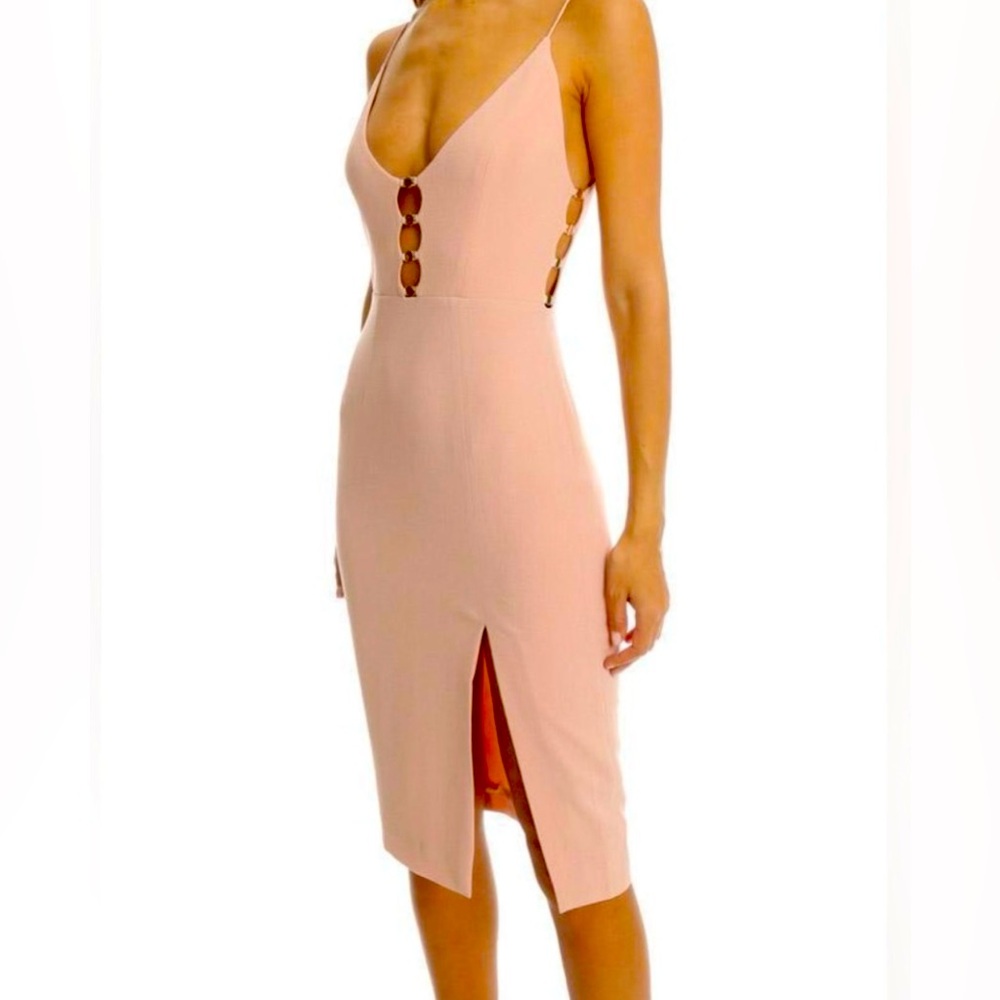 Zimmerman Crepe link midi sleeveless dress in blush preowned size 0